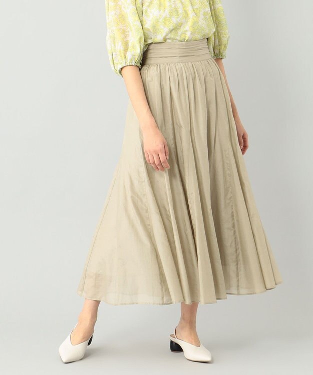 GRACE CONTINENTAL シルク綿フレアスカート ベージュ