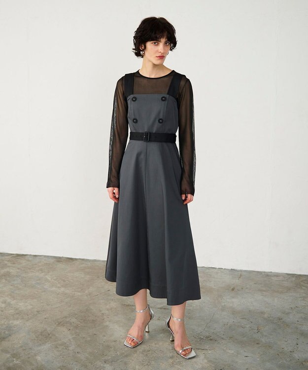 GRACE CONTINENTAL トレンチジャンパースカート グレー