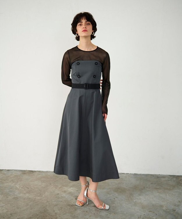 GRACE CONTINENTAL トレンチジャンパースカート グレー