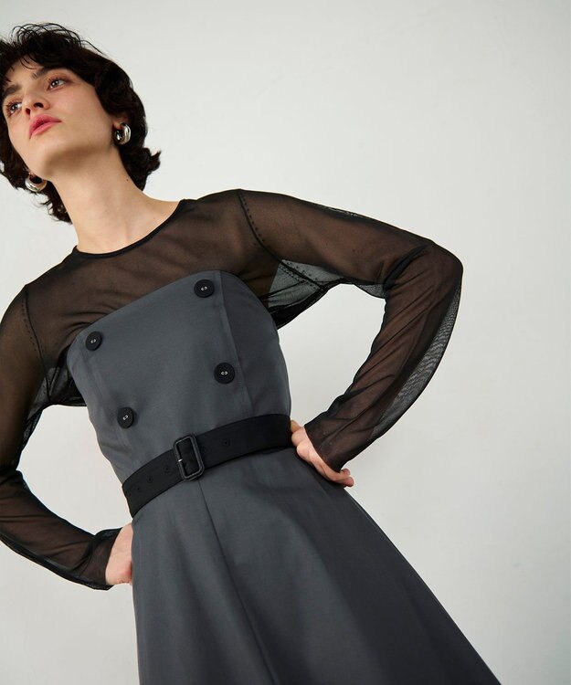 GRACE CONTINENTAL トレンチジャンパースカート グレー