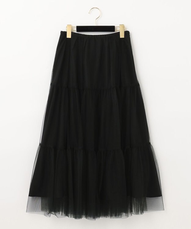 GRACE CONTINENTAL ブラックタフタオーバースカート ブラック