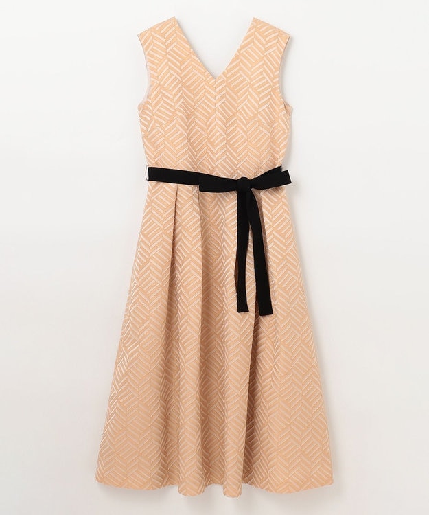 GRACE CONTINENTAL キカジャガードタックドレス ベージュ