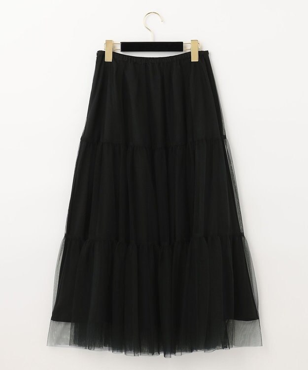 GRACE CONTINENTAL ブラックタフタオーバースカート ブラック