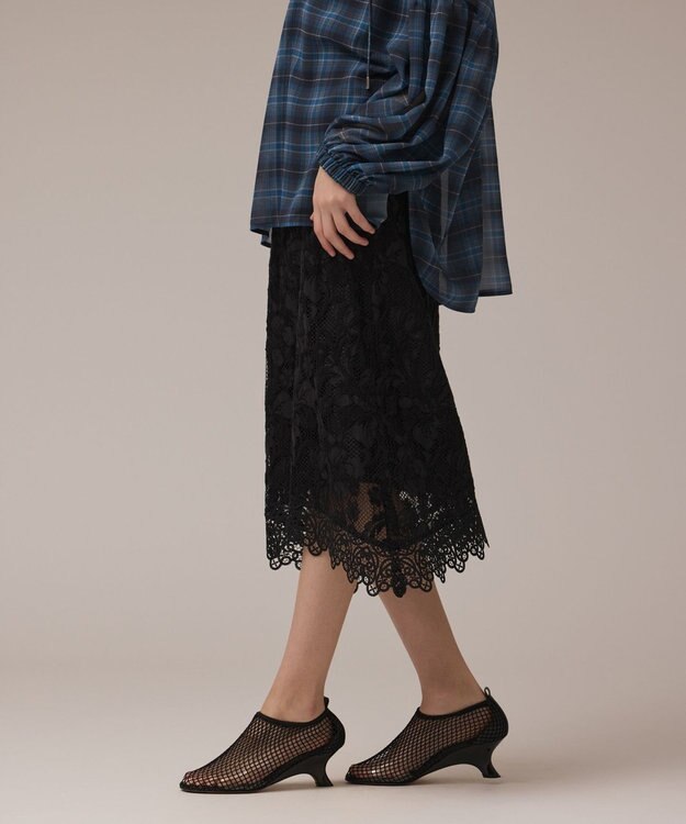 GRACE CONTINENTAL フロッキーレーススカート ブラック