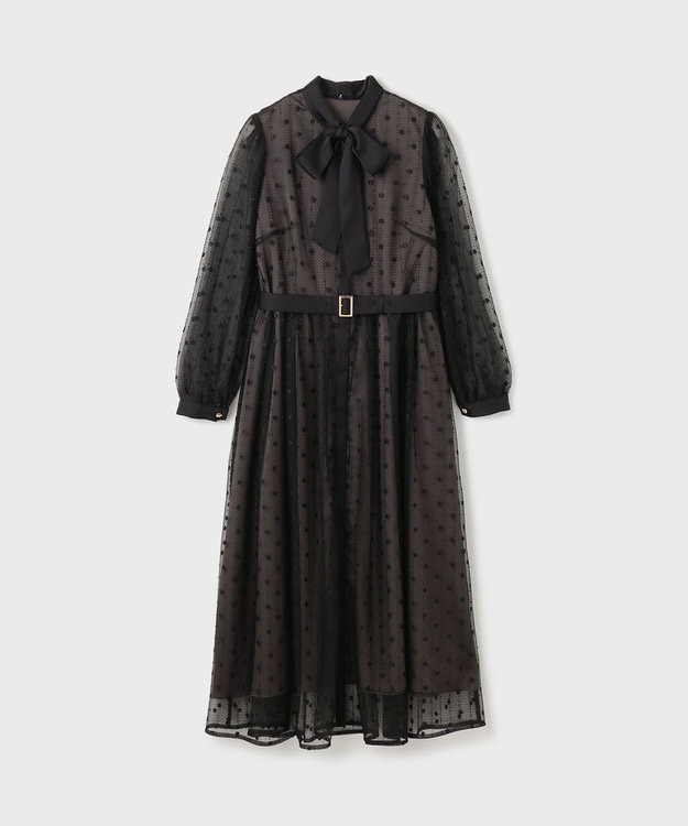 GRACE CONTINENTAL ビーズ刺繍ドットドレス ブラック