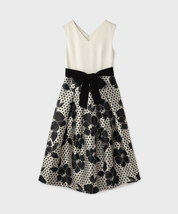 GRACE CONTINENTAL ドットボタニカルジャガードドレス ホワイト