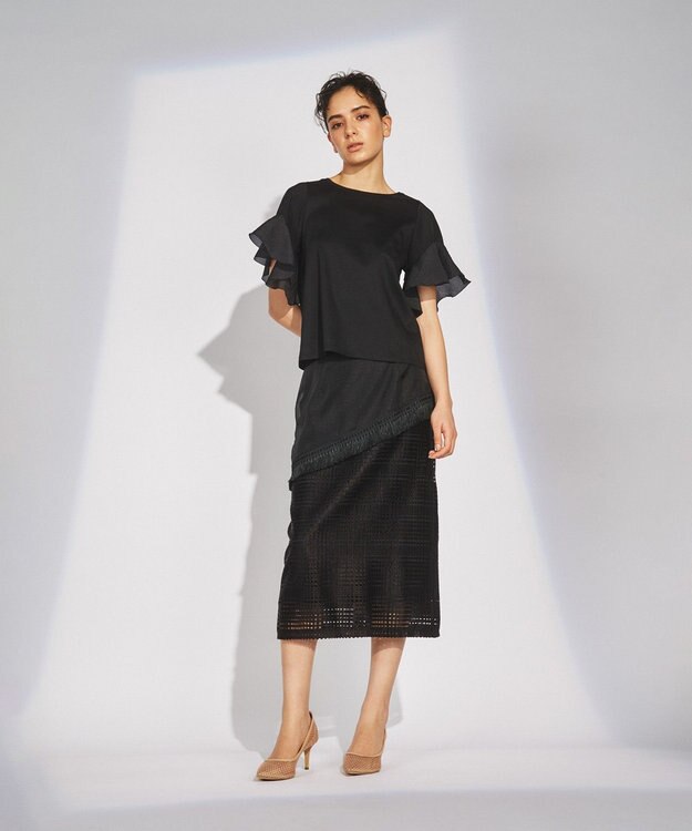 GRACE CONTINENTAL フレアスリーブカットトップ ブラック