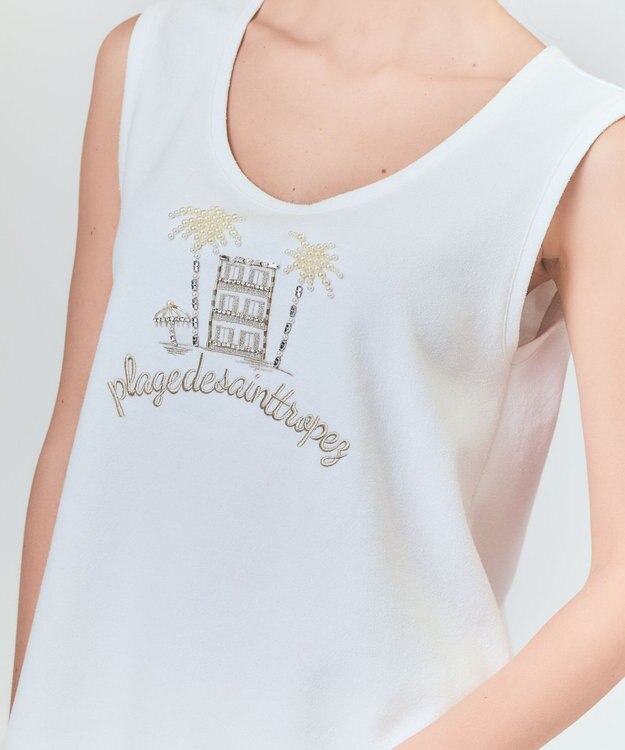 GRACE CONTINENTAL ビジューモチーフノースリーブ ホワイト