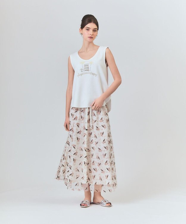 GRACE CONTINENTAL ビジューモチーフノースリーブ ホワイト