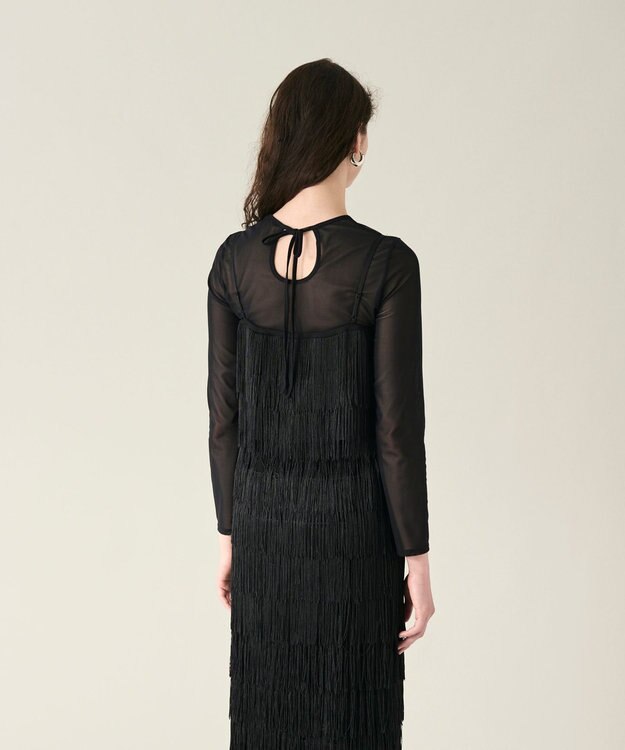 GRACE CONTINENTAL フリンジトップ ブラック