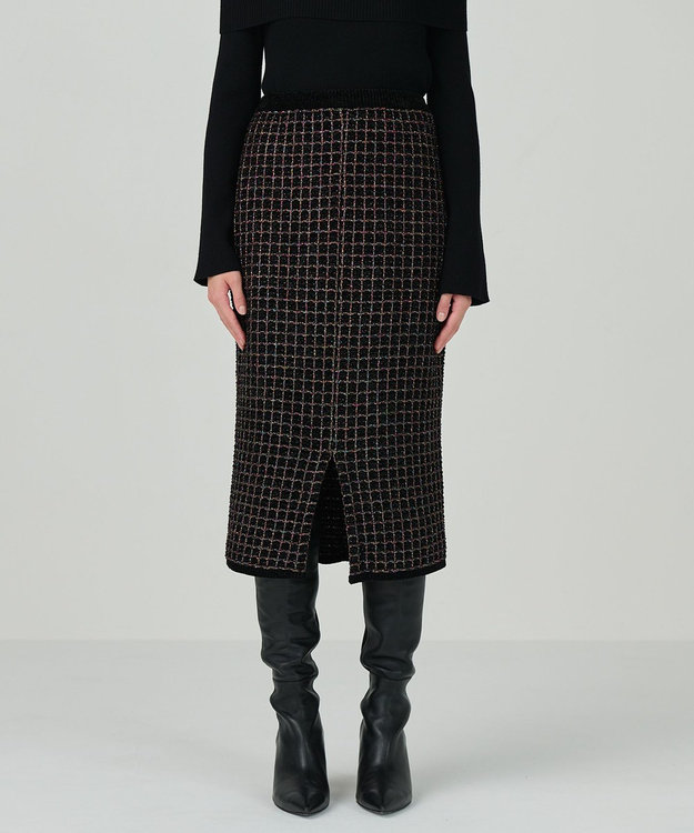 GRACE CONTINENTAL ツイードニットスカート ブラック