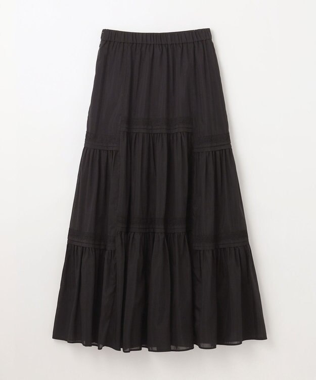 GRACE CONTINENTAL ギャザーレースロングスカート ブラック