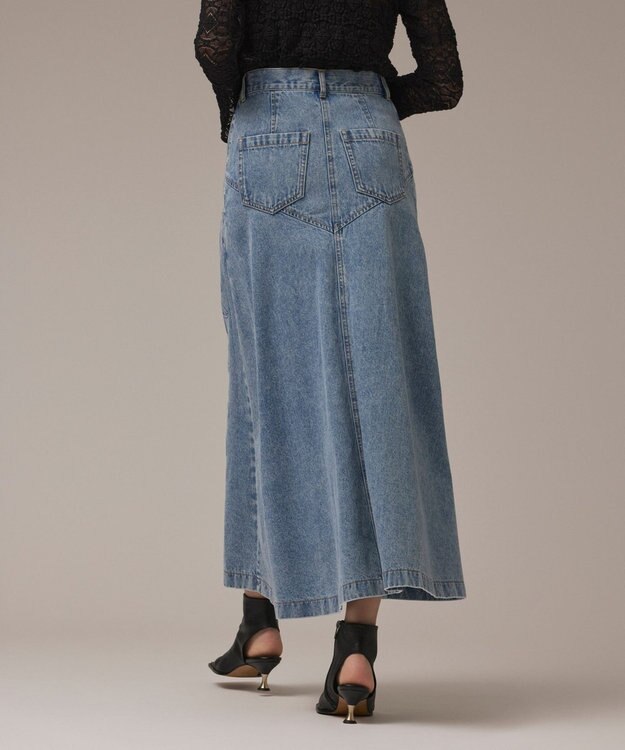 GRACE CONTINENTAL エンボスデニムスカート ブルー