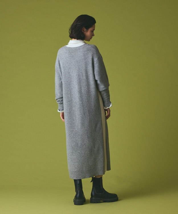 GRACE CONTINENTAL ライン配色ニットワンピース グレー