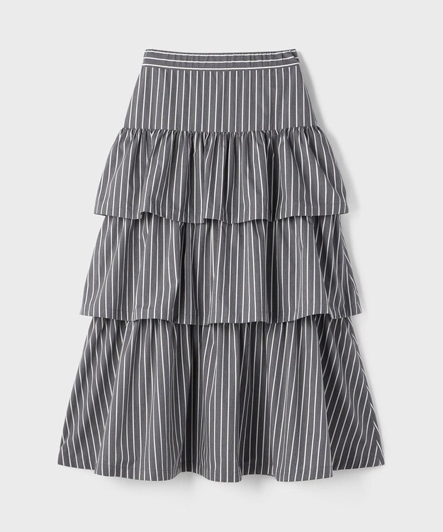 GRACE CONTINENTAL ストライプラッフルスカート ブラック