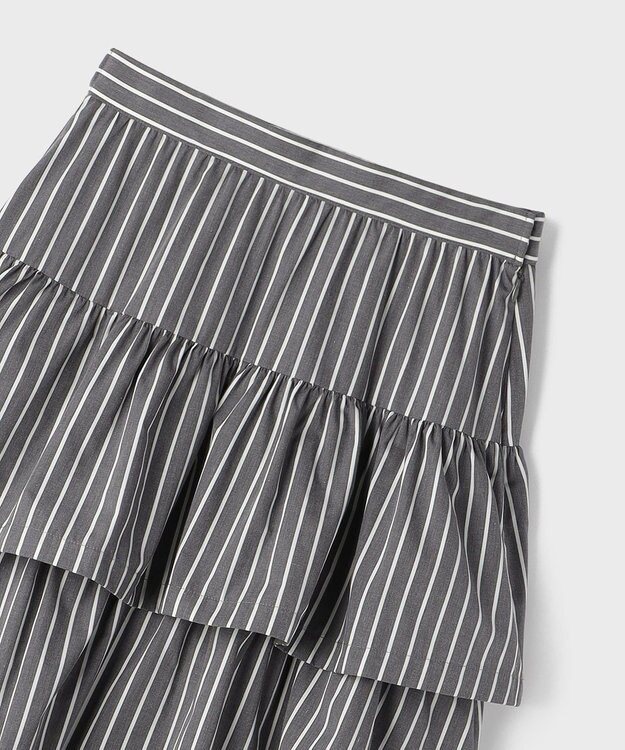 GRACE CONTINENTAL ストライプラッフルスカート ブラック