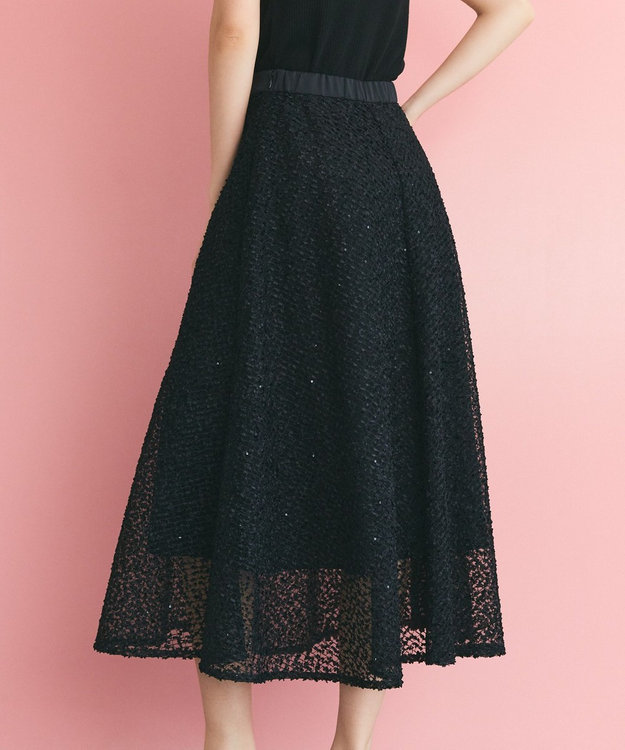 GRACE CONTINENTAL フェザーembドレス ブラック