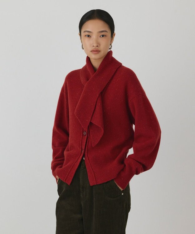GRACE CONTINENTAL ネップニットカーディガン レッド