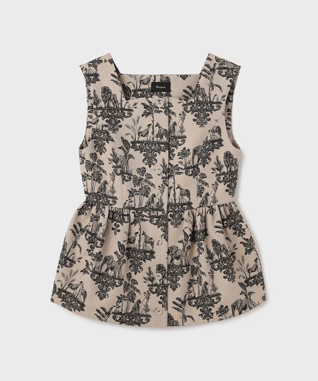 GRACE CONTINENTAL アニマルジャガードペプラムベスト ベージュ