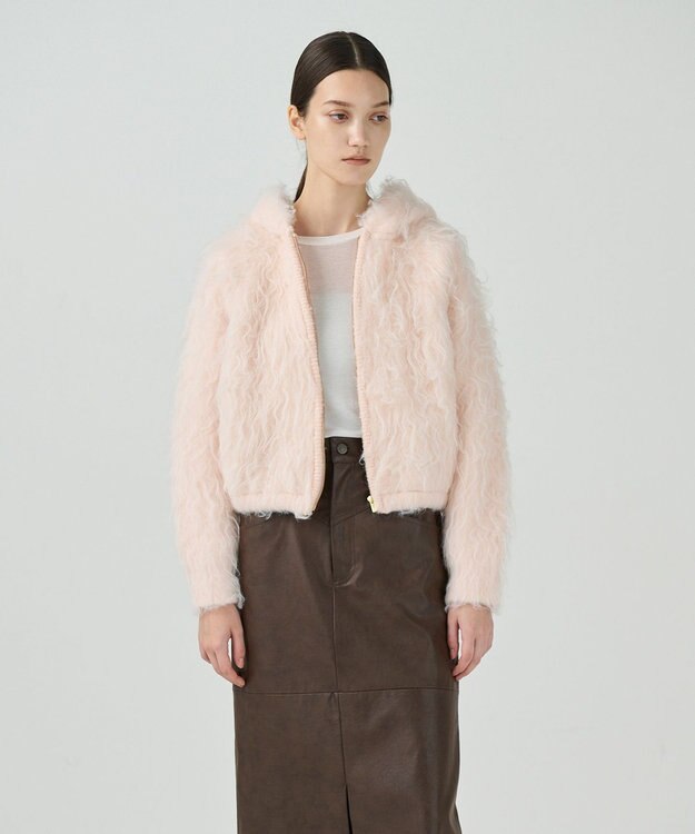 GRACE CONTINENTAL 起毛ニットパーカー ピンク