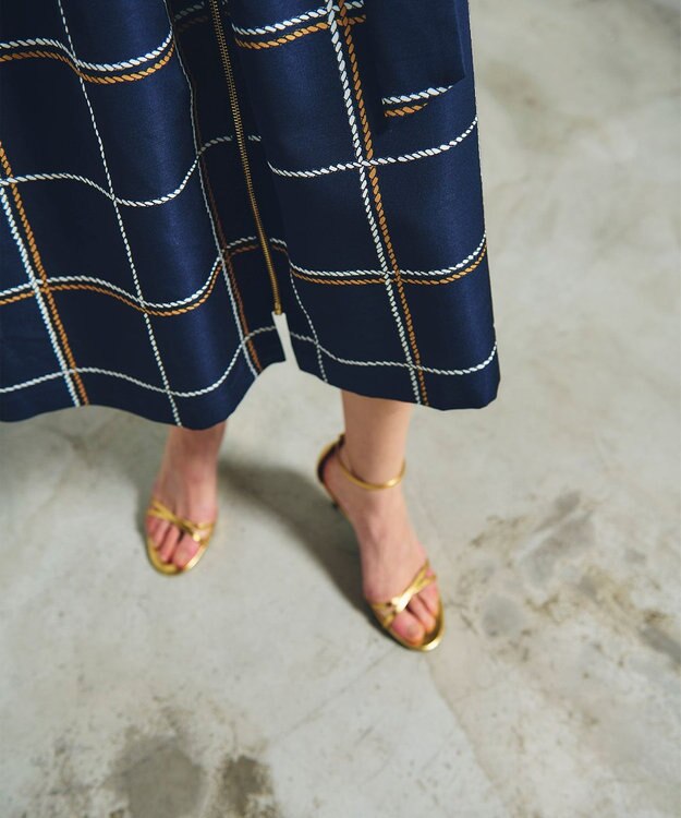 GRACE CONTINENTAL ロープチェックワンピース ネイビー