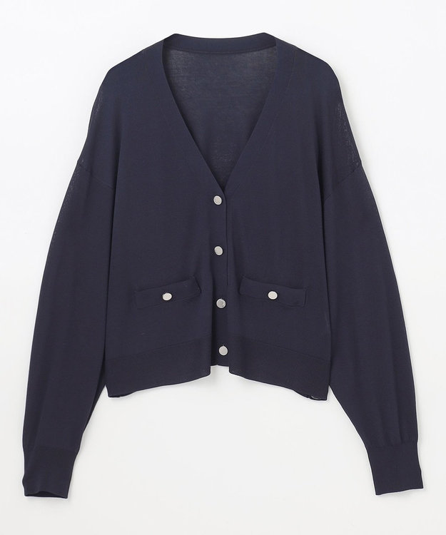 GRACE CONTINENTAL ルーズVネックニットカーディガン ネイビー