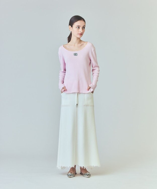GRACE CONTINENTAL ロゴ刺繍リブトップ ピンク