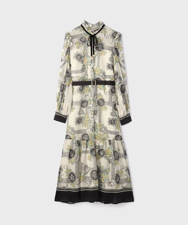 GRACE CONTINENTAL オーナメントフラワープリントワンピース キナリ