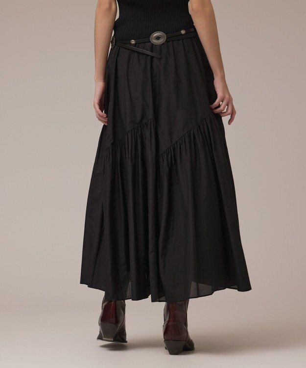 GRACE CONTINENTAL コットンシルクティアードスカート ブラック