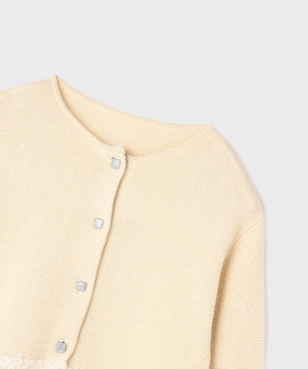 GRACE CONTINENTAL ラメフェザーフリンジカーディガン キナリ