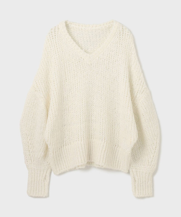 GRACE CONTINENTAL スパンコール畦ニットトップ ホワイト