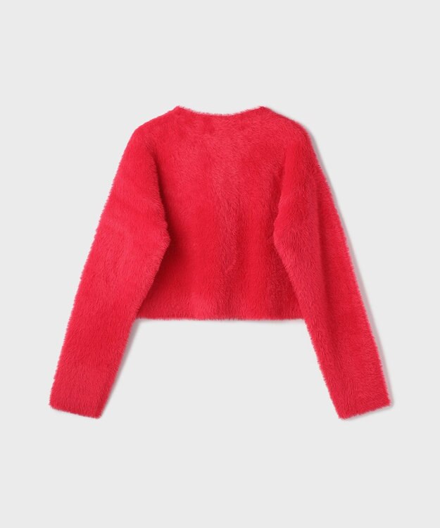 GRACE CONTINENTAL フェザーショートニットカーディガン レッド