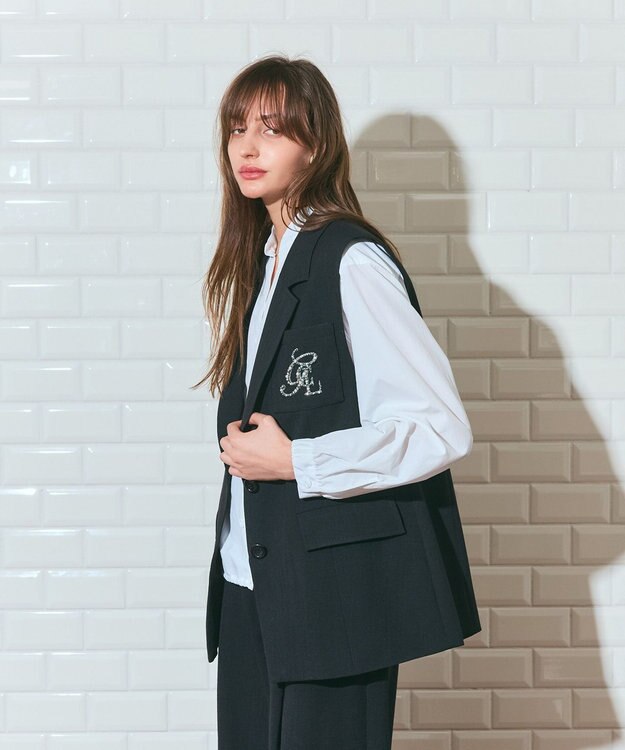 GRACE CONTINENTAL リネンタッチジレジャケット ブラック