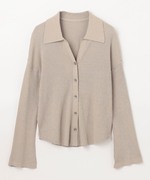 GRACE CONTINENTAL スラブリブシャツニットトップ ベージュ