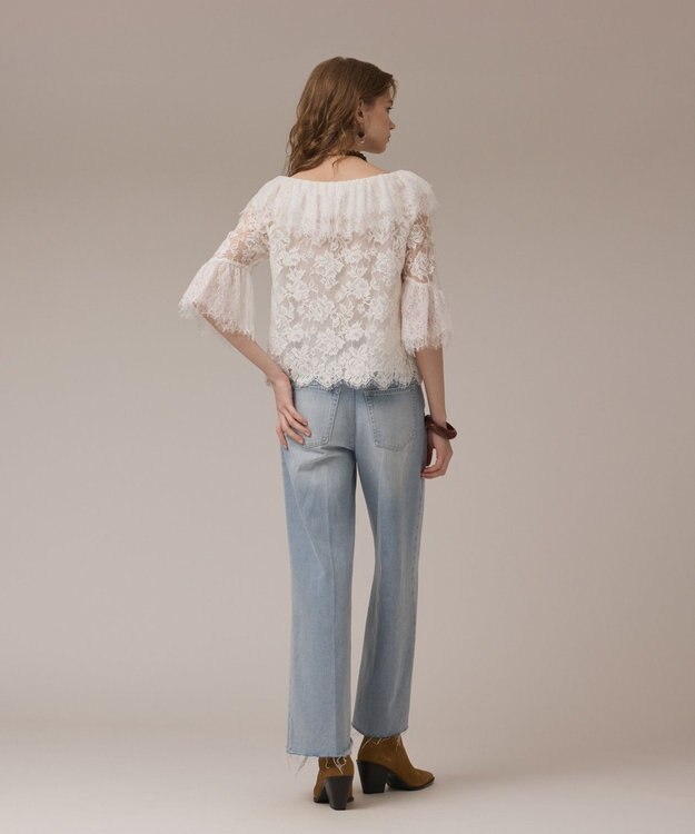 GRACE CONTINENTAL レースコンビフリルブラウス ホワイト