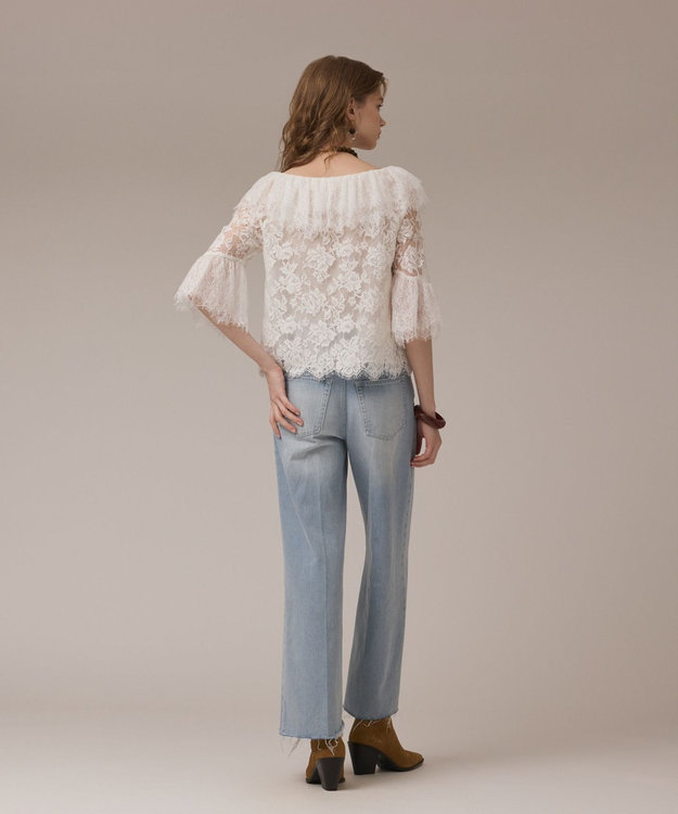 GRACE CONTINENTAL レースコンビフリルブラウス ホワイト