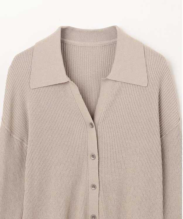 GRACE CONTINENTAL スラブリブシャツニットトップ ベージュ