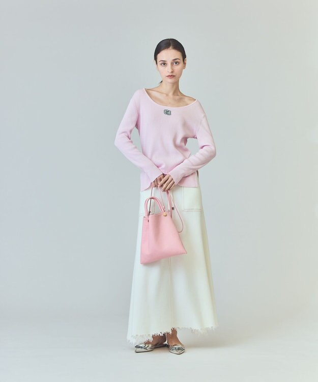 GRACE CONTINENTAL ロゴ刺繍リブトップ ピンク