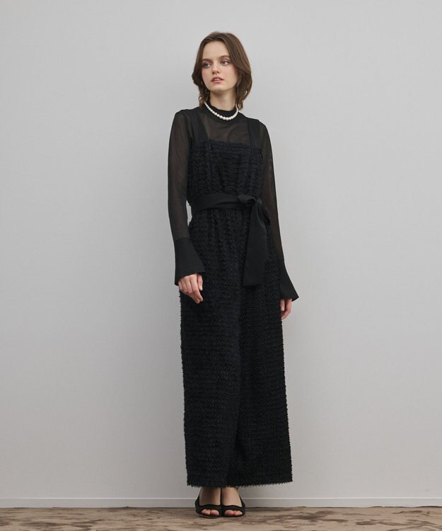 GRACE CONTINENTAL カットジャガードサロペット ブラック