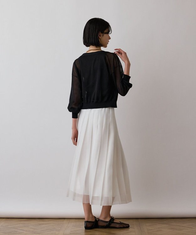 GRACE CONTINENTAL マットシアープリーツスカート ホワイト