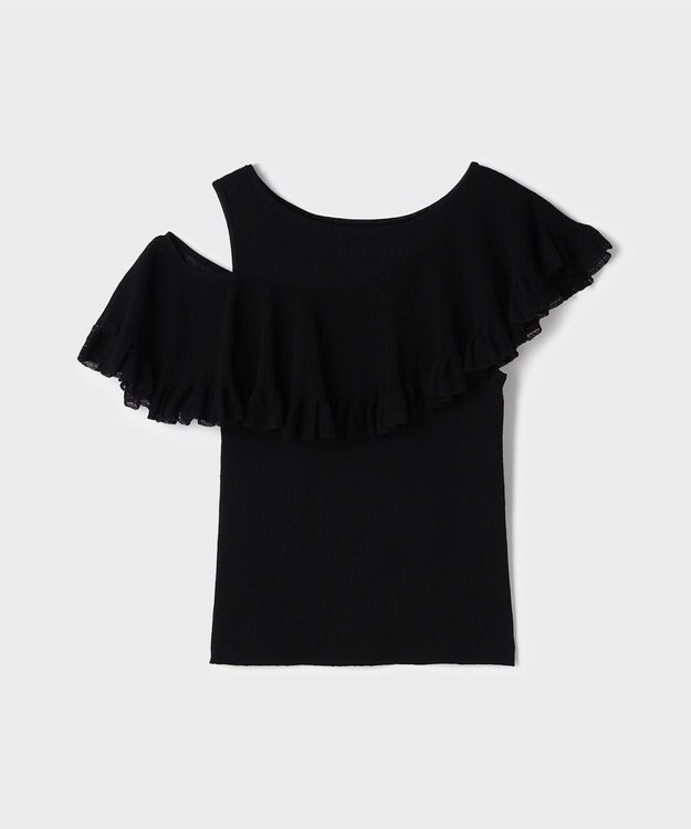 GRACE CONTINENTAL リブフレアニットトップ ブラック