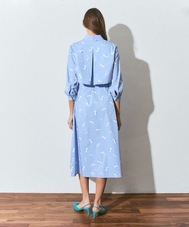 GRACE CONTINENTAL ヒールプリントシャツドレス ブルー