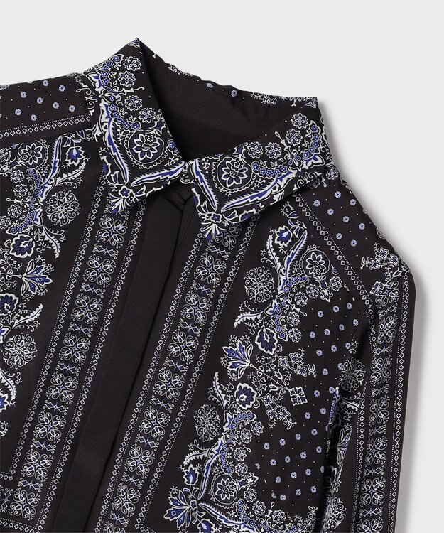 GRACE CONTINENTAL バンダナプリントシャツワンピース ブラック