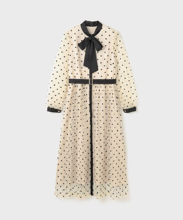 GRACE CONTINENTAL ビーズ刺繍ドットドレス キナリ