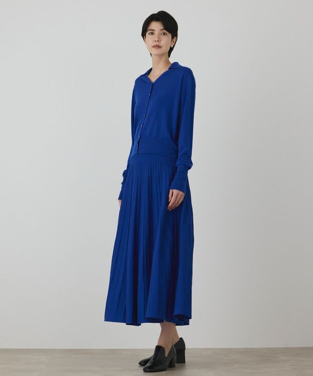 GRACE CONTINENTAL プリーツニットワンピース ブルー