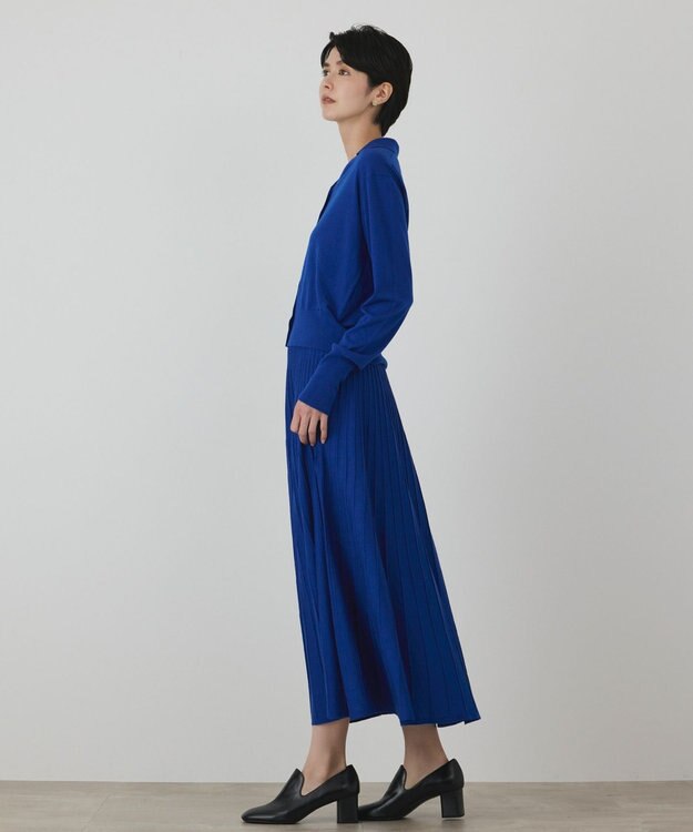 GRACE CONTINENTAL プリーツニットワンピース ブルー