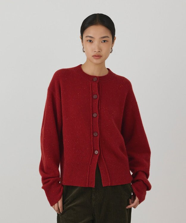 GRACE CONTINENTAL ネップニットカーディガン レッド