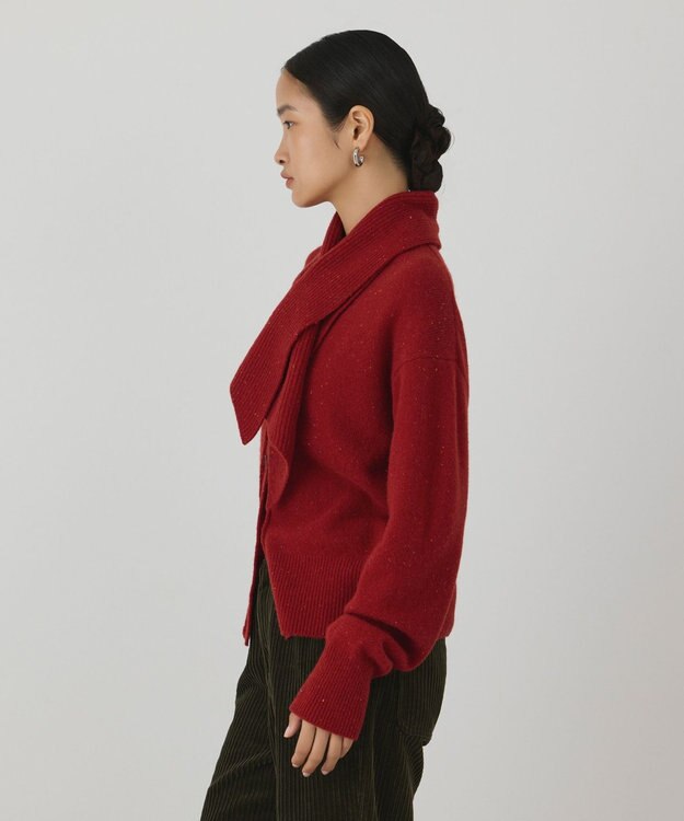 GRACE CONTINENTAL ネップニットカーディガン レッド
