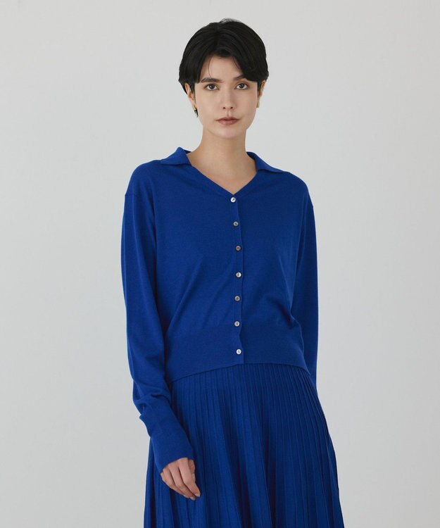 GRACE CONTINENTAL プリーツニットワンピース ブルー