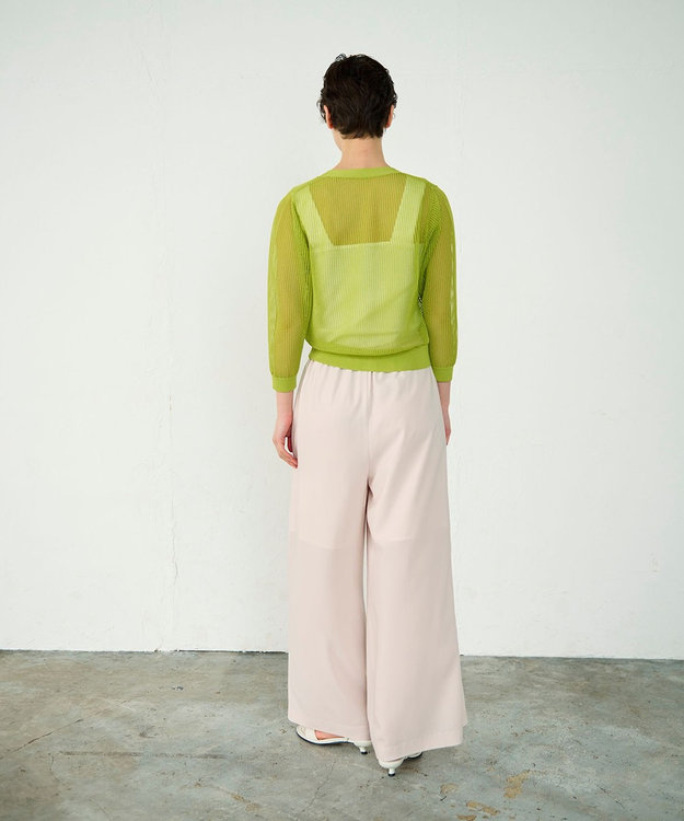 GRACE CONTINENTAL メッシュニットカーディガン グリーン